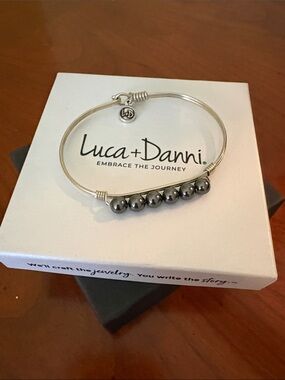 Luca + Danni Silver Bracelet with Hematite Bead Row